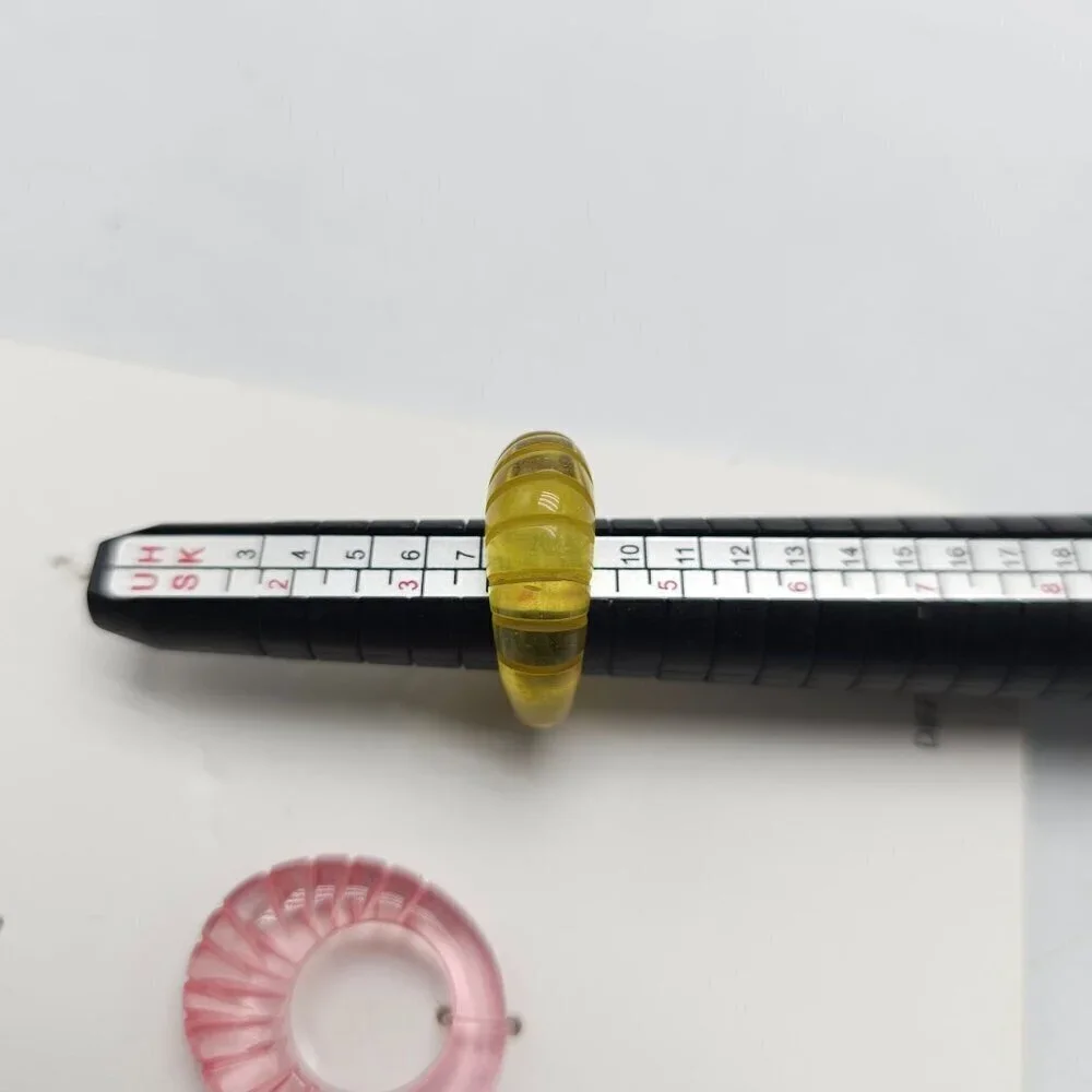 Zara Pink Yellow Acrylic Ring Set READ ME MISSING TWO Size 4